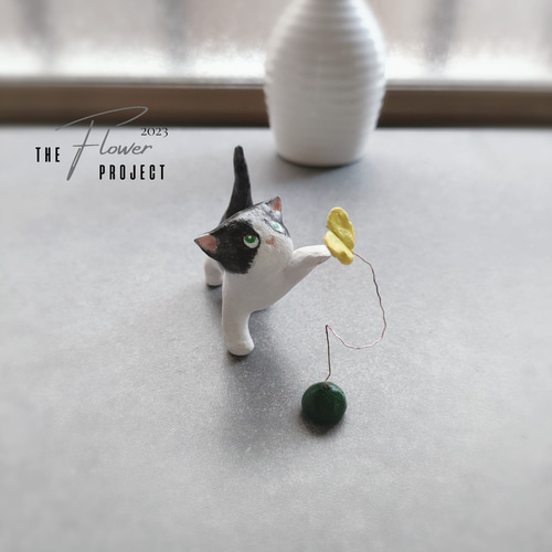 ねこ 粘土 人形 ミニチュア 置物 オブジェ 立体・オブジェ THE Flower