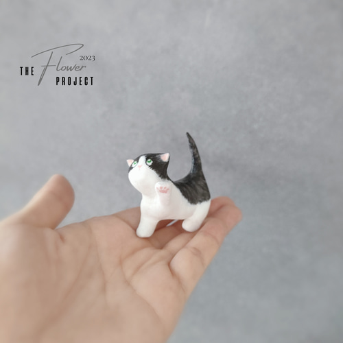 ねこ 粘土 人形 ミニチュア 置物 オブジェ 立体・オブジェ THE Flower