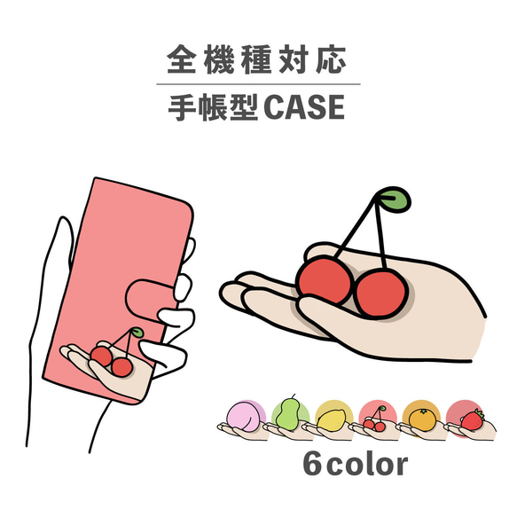 水果食品插畫手寫智慧型手機保護殼相容於所有型號筆記型卡片儲存NLFT-BKCS-01e 第1張的照片