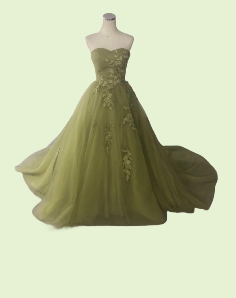 高品質！二次会 披露宴 カラードレス 薄グリーン ベアトップ 可愛い プリンセスライン