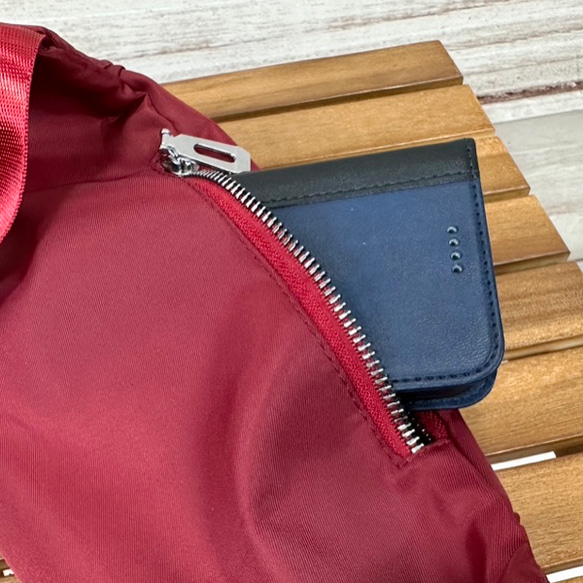 [僅限特價] [免運費] 法國麵包刺繡胸前尼龍迷你腰包/腰包&lt;紅色&gt; 第5張的照片