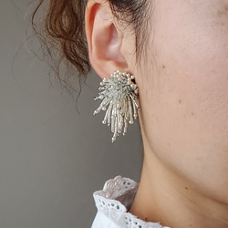 シルバービーズタッセルイヤリング / ピアス ウェディングアクセサリー
