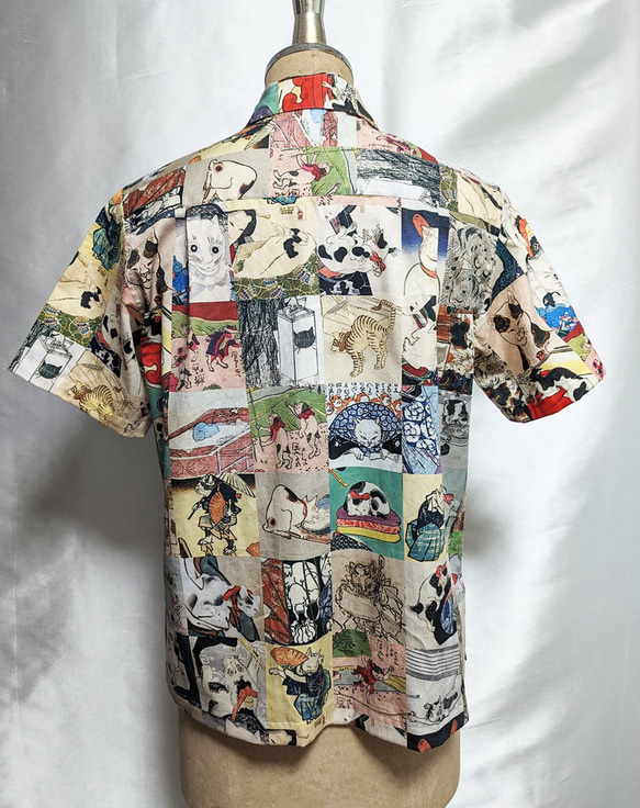 猫柄 レトロ アロハシャツ M 新品 CHIGRACCI「 ニャロハシャツ 」猫柄アロハシャツ 浮世絵