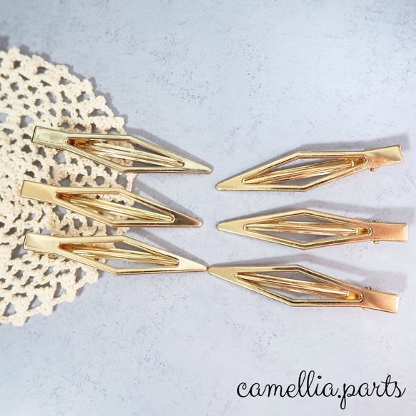 6個【菱形 ヘアクリップ】やっとこピン ワニクリップ 土台 ヘアパーツ