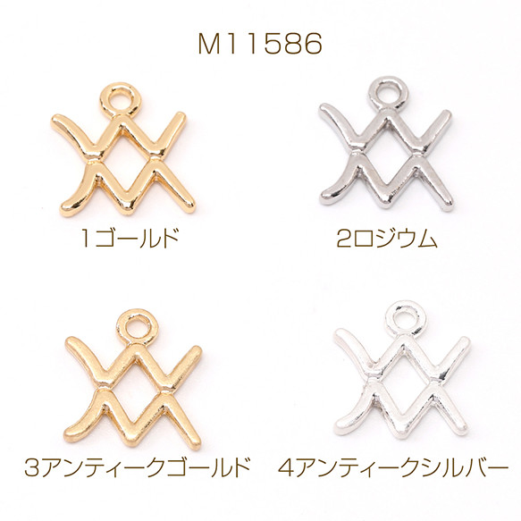 M11586-3 24個 メタルチャーム 星座チャーム みずがめ座 12×13mm 3X（8 