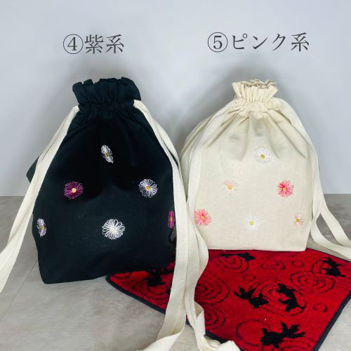 お花のコットンマロン巾着/花柄/ジム/スパ/ランジェリーケース/バッグ