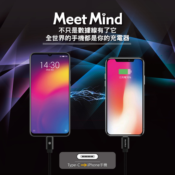 Meet Mind Apple Type-C to Lightning MFi 強化漁網編織線1.2M 第9張的照片