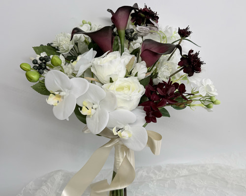 テラコッタ　ブラウン　胡蝶蘭　アーティフィシャルフラワー　ウェディングブーケ造花 テラコッタ ブラウン 胡蝶蘭 アーティフィシャルフラワー