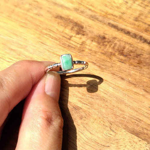 20%割引糸魚川翡翠の銀の指輪15号/純銀×silver950 指輪・リング Porte