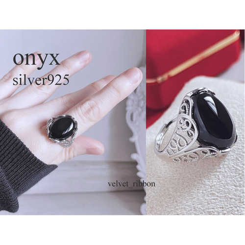 silver925 ブラック オニキス リング 指輪・リング La Terre