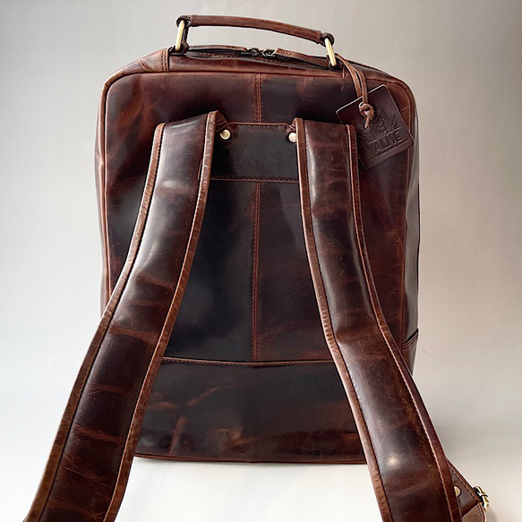 手提包商務背包古董棕色 第4張的照片