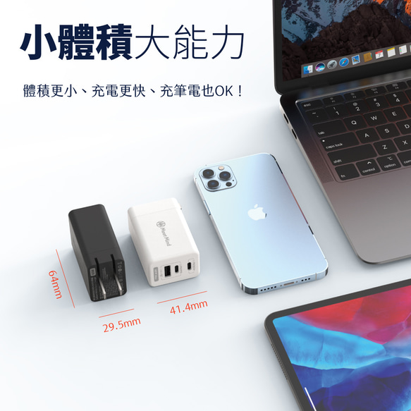 Meet Mind 65W GaN氮化鎵PD充電器3接口USB-A+USB-C+USB-C 第8張的照片