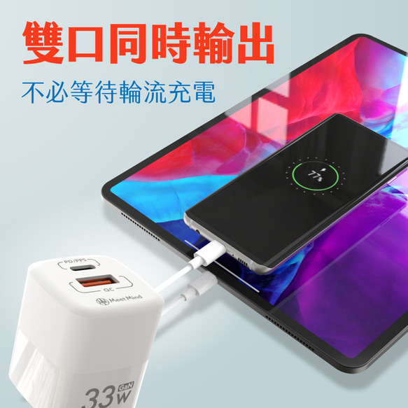 Meet Mind 33W GaN 氮化鎵 PD充電器 USB-A+USB-C 第6張的照片