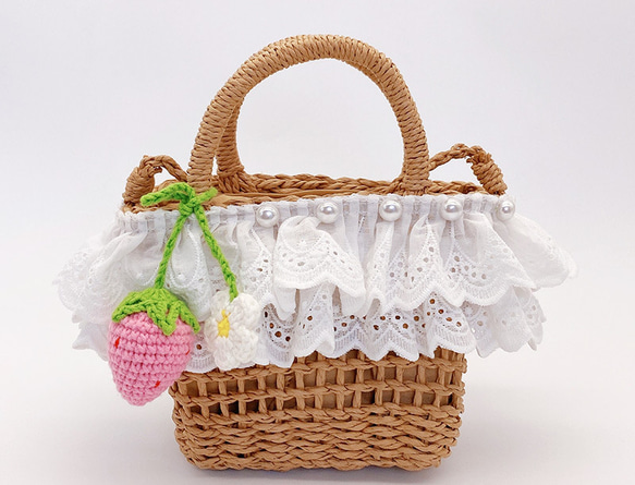 お花見 春 ハンドメイド レース フラワー かごバッグ 励ます お花見 春 ハンドメイド レース フラワー かごバッグ 励ます
