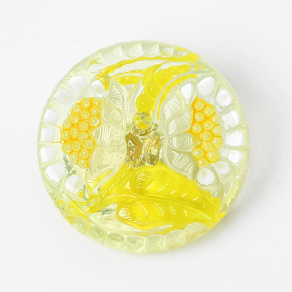 レモン色 ひまわりのガラスボタン 2.7cm 1枚目の画像