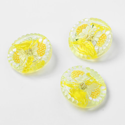 レモン色 ひまわりのガラスボタン 2.7cm 2枚目の画像