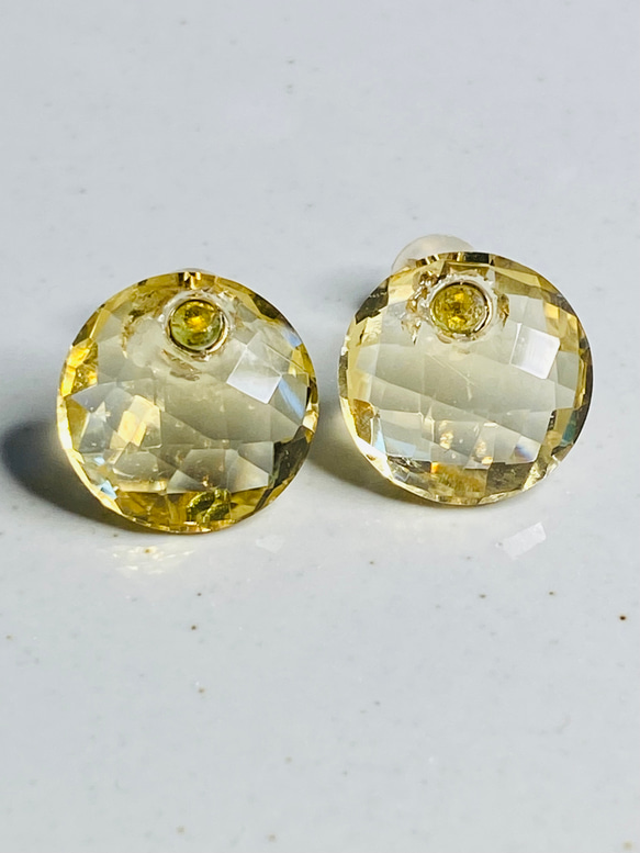 k18 シトリン×グリーントルマリン ピアス ピアス（スタッド・一粒