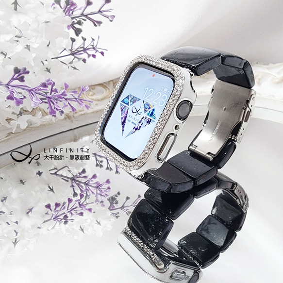 宝石でママを甘やかす - 「店内全品 50% オフ」 - 5/31 まで 高級黒髪クリスタル Apple Watch スマー 1枚目の画像