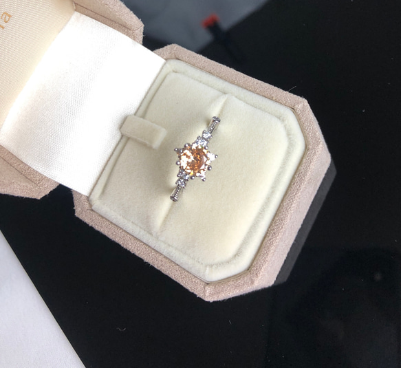 シャンパン色ダイヤ✨五芒星小さめダイヤ☆　プラチナ色リング　ラグジュアリー　つけっぱなし　 2枚目の画像