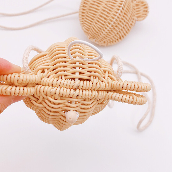 かごバッグ ショルダー 小さな耳手作りハンドバッグ かわいいホリデー旅行ビーチ サマーバッグ 編みバッグ 2枚目の画像