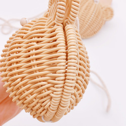 かごバッグ ショルダー 小さな耳手作りハンドバッグ かわいいホリデー旅行ビーチ サマーバッグ 編みバッグ 4枚目の画像