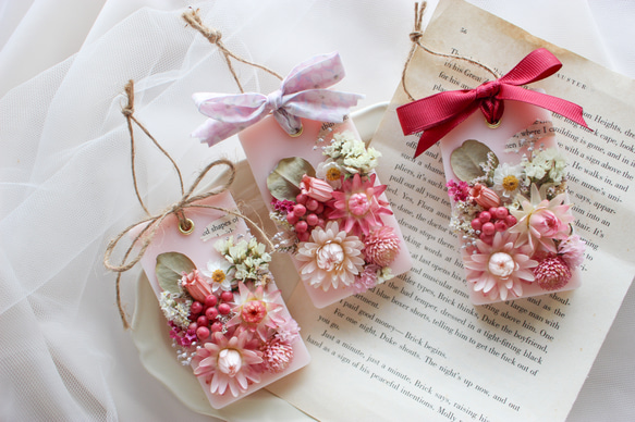 可愛らしいピンク花材　【桜の香り】春の香りと、お花に癒される　アロマワックスサシェ　袋ラッピング無料 5枚目の画像