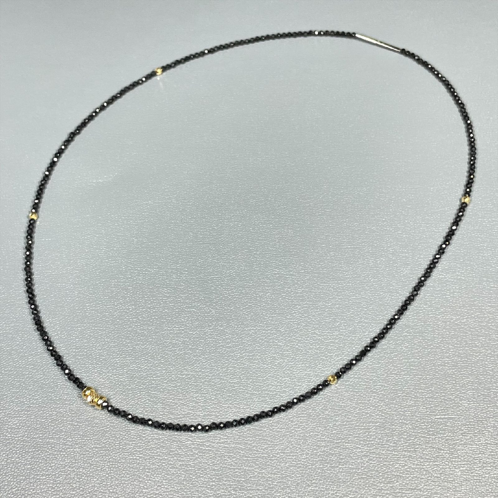 【ラグジュアリーを超える】K18ビーズ ブラックオニキス ネックレス ＫＧｎ１ ケース付 最高の贈り物 自分のご褒美に