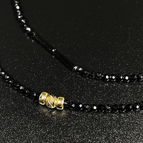 K18WG ネックレス 黒と銀のビーズ cn141-5.jpg