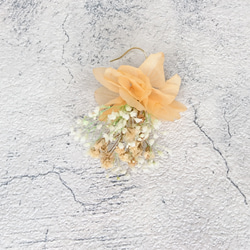 【一点限定】本物のお花のアクセサリー ピアス イヤリング プリザーブドフラワー ウェディング ナチュラル オレンジ 4枚目の画像
