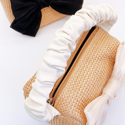 かごバッグ トートバッグ 弓ハンドバッグ かわいいホリデー旅行ビーチ サマーバッグ 編みバッグ 3枚目の画像
