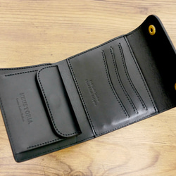 イタリアンレザーのコンパクトなお財布　ポケットウォレット　ブラック 4枚目の画像