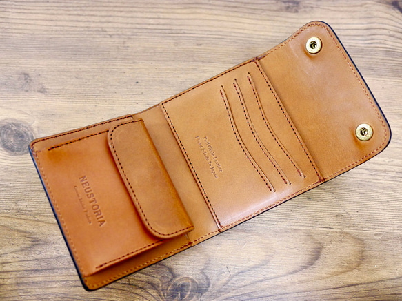 イタリアンレザーのコンパクトなお財布　ポケットウォレット　ブラウン 4枚目の画像