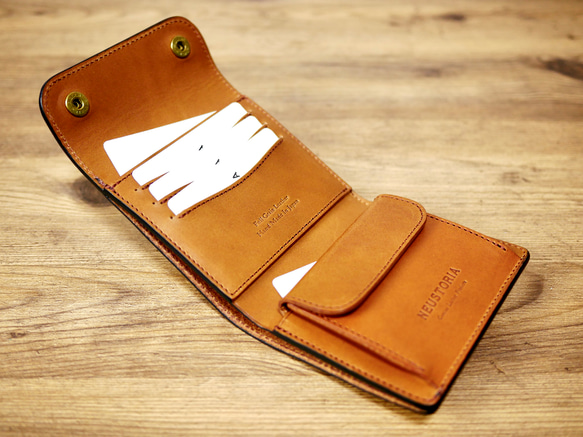 イタリアンレザーのコンパクトなお財布　ポケットウォレット　ブラウン 6枚目の画像