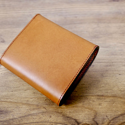 イタリアンレザーのコンパクトなお財布　ポケットウォレット　ブラウン 2枚目の画像