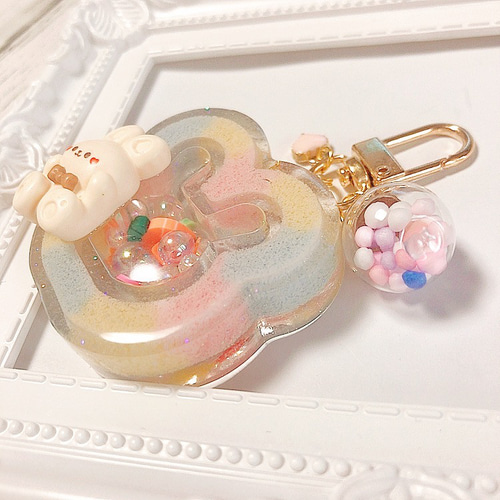 もふもふうさちゃんシェイカー◇カラフル シャカシャカキーホルダー