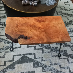 サイドテーブル　桂　無垢材　古材　アンティーク　ハンドメイド 3枚目の画像