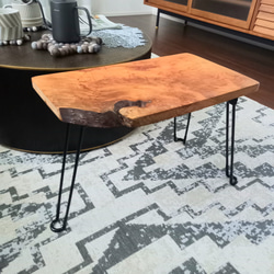 サイドテーブル　桂　無垢材　古材　アンティーク　ハンドメイド 1枚目の画像