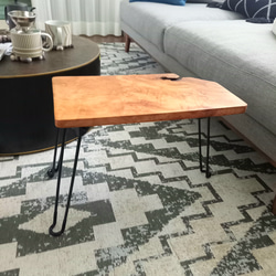 サイドテーブル　桂　無垢材　古材　アンティーク　ハンドメイド 4枚目の画像