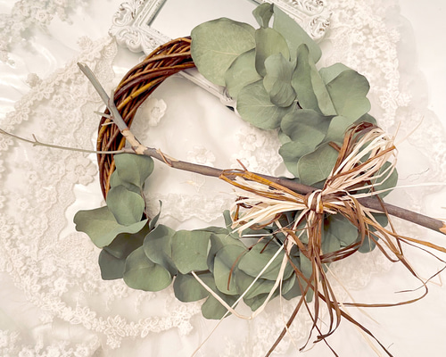 専用＊感謝sale＊ラムズイヤー＆ユーカリポポラス 白グレー ドライリース 専用感謝sale＊ラムズイヤー＆ユーカリポポラス 白グレー ドライ