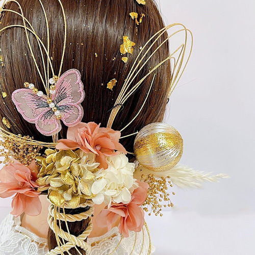 成人式 髪飾り 成人式髪飾り 蝶々髪飾り モーブピンク 卒業式髪飾り