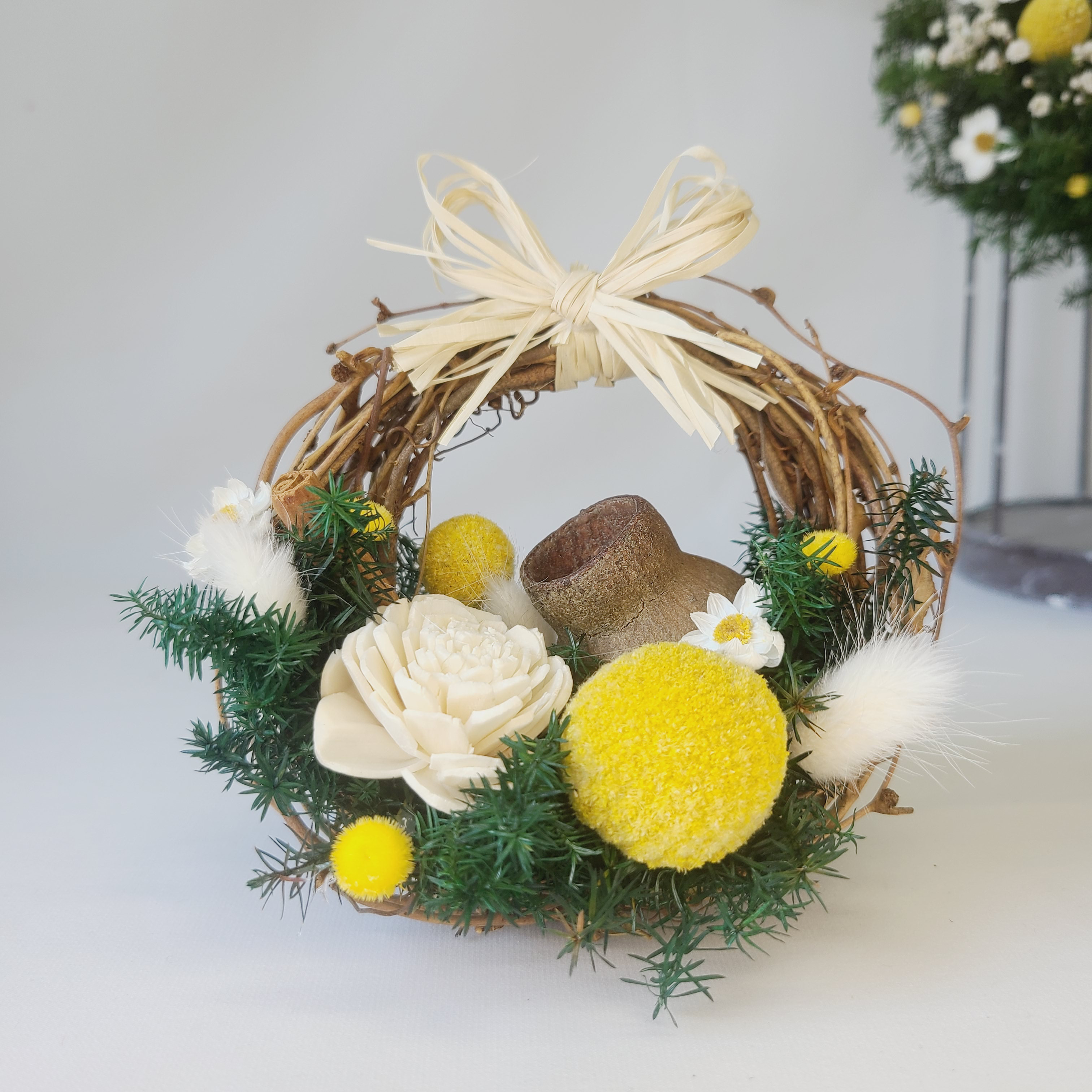 シャビーブルーのガーベラ♡ハーフリースブルーグレーアンティーク調