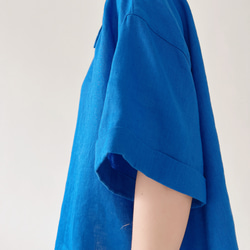 【夏の支度】100%リネン*両面着用ブラウス/定番ポロネック/三粒ボタン*2色展開*T-98 CR 8枚目の画像