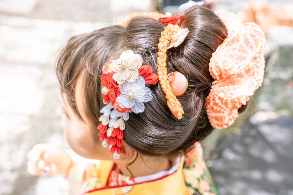 七五三髪飾り✿花ごよみ✿桜紅葉　つまみ細工 3枚目の画像