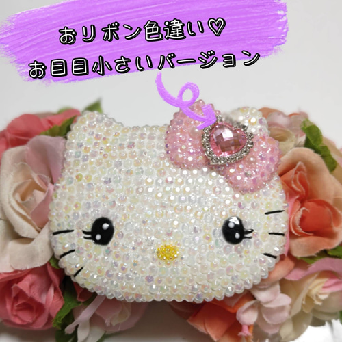 ♡デカ目キティちゃん☆ミラーコームレッド☆オリジナルハンドメイド