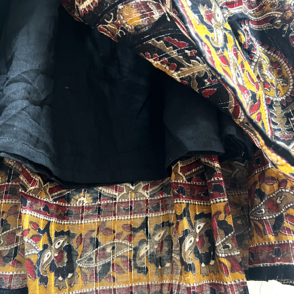 【タイムセール】インド綿サマースカート レッド×ブラック 4枚目の画像
