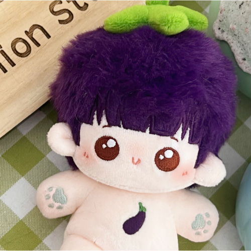 10cm 無属性 ぬいぐるみ 着せ替えぬいぐるみ 紫の髪と茶色の目綿人形