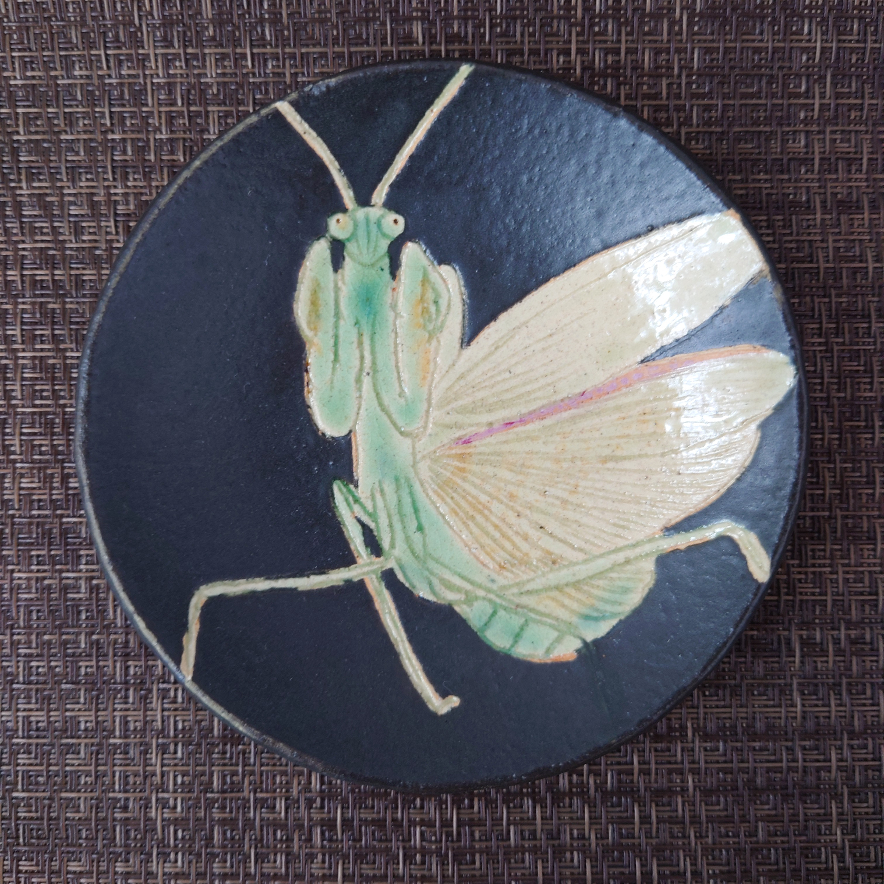 カマキリ昆虫 彫刻品 虫 両刀カマキリ 茶寵 書道具 文房具
