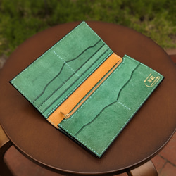 レザー 本革 ロングウォレット(長財布） ターコイズグリーン 長財布