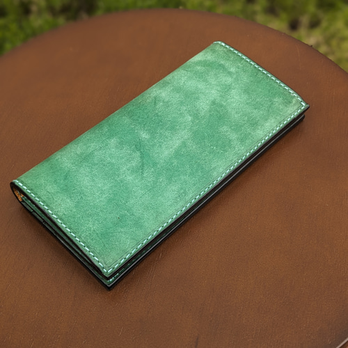 レザー 本革 ロングウォレット(長財布） ターコイズグリーン 長財布