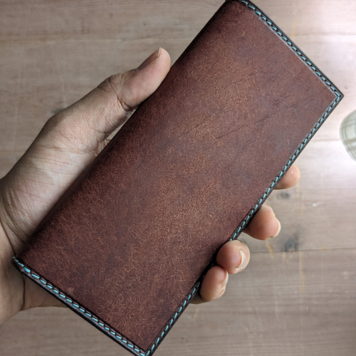 レザー 本革 ロングウォレット(長財布） ターコイズグリーン 長
